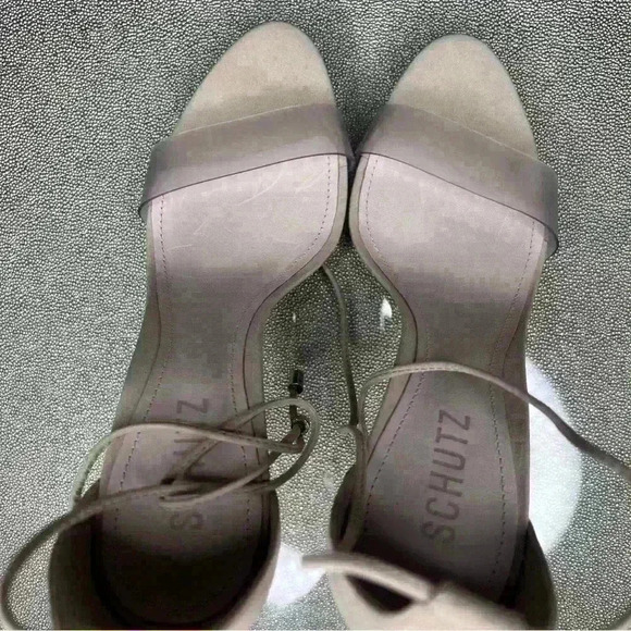 Schutz N7530* Women’s Josseana Open Toe Eggshell Ecru Nubuck High-Heel Sandals - Picture 3 of 7